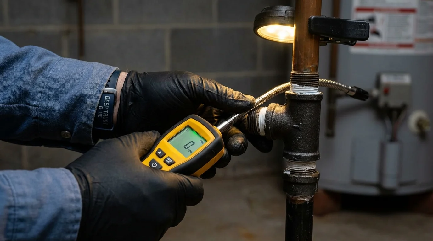 Gas leak detection with electronic sniffer by Johns Plumbing LLC in Brielle