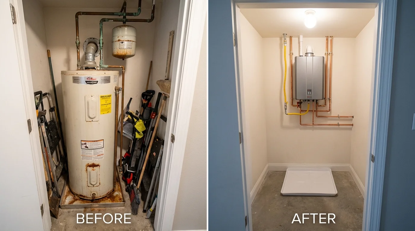 Tank water heater versus wall-mounted tankless unit comparison for Brielle, NJ homeowners